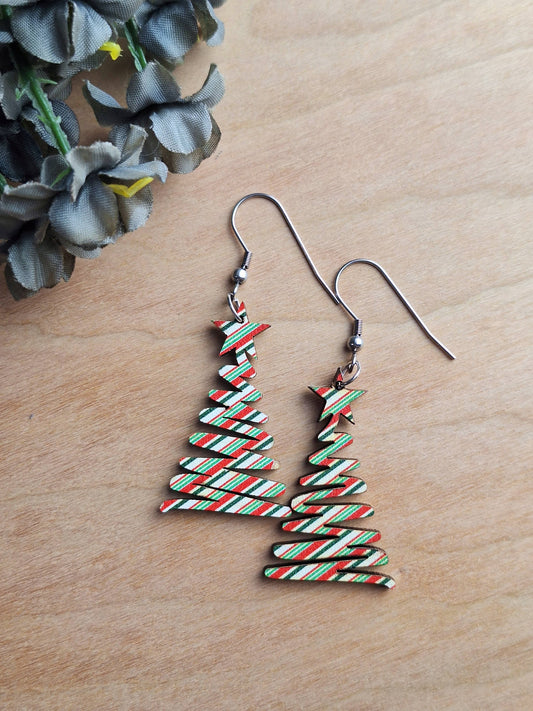 Squiggly Christmas Tree Earrings