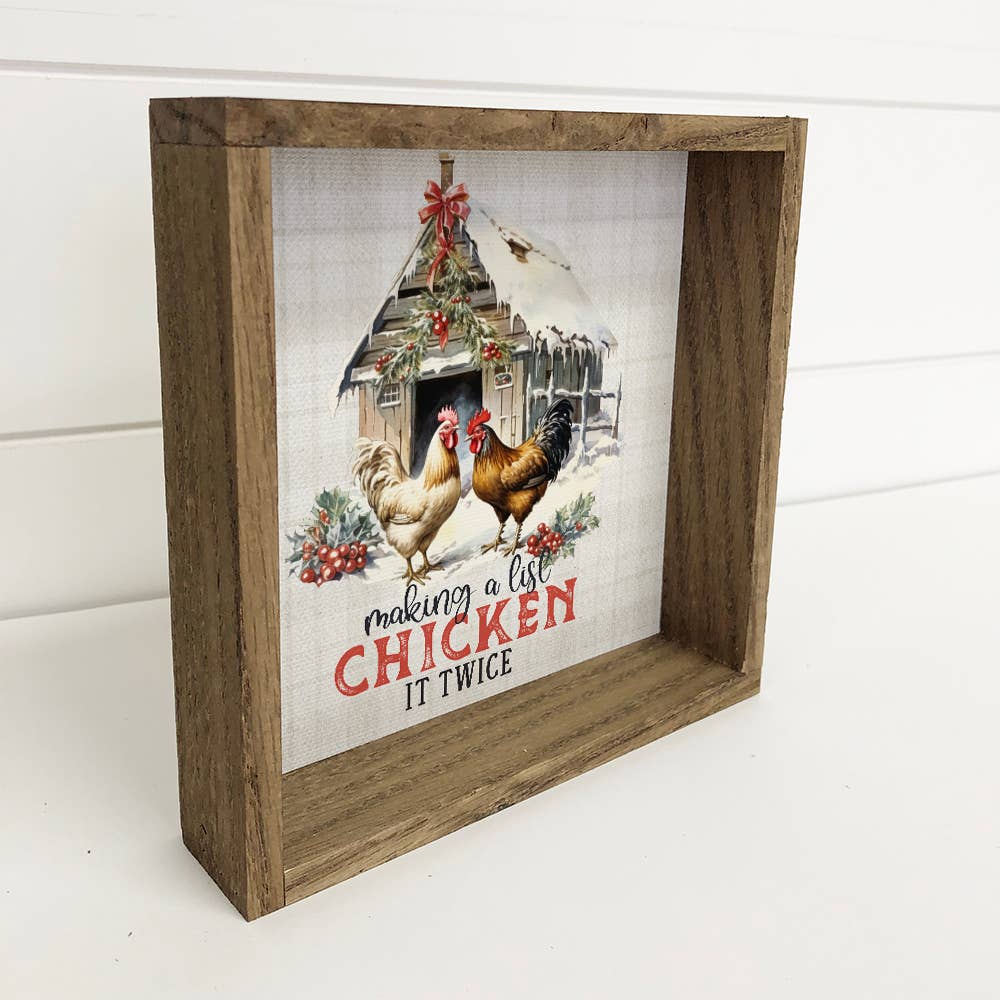 Hacer una lista Chicken it Twice - Lienzo decorativo enmarcado para fiestas