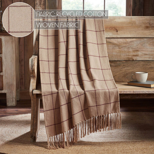 Connell Burgundy Windowpane Woven Throw 50x60