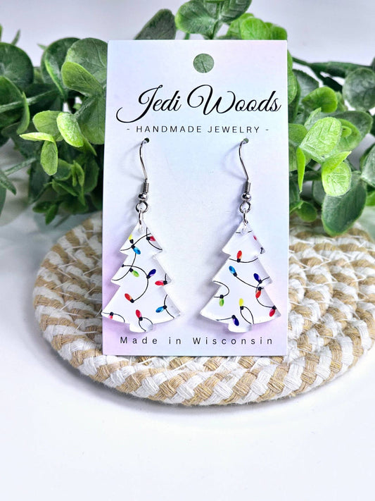 Christmas Light Trees - Acrylic Christmas Tree Earrings