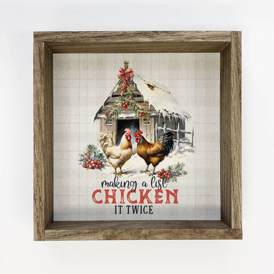 Making a List Chicken it Twice - Framed Holiday Canvas Art