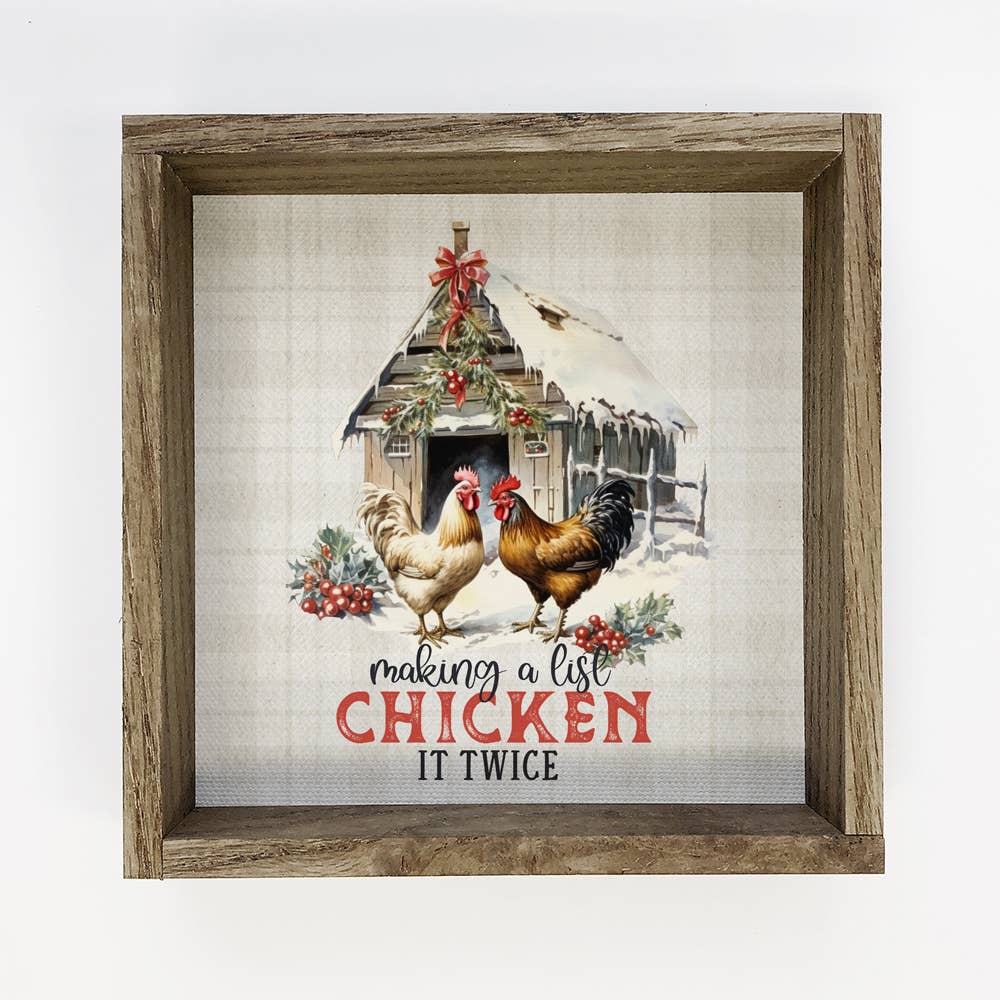 Hacer una lista Chicken it Twice - Lienzo decorativo enmarcado para fiestas